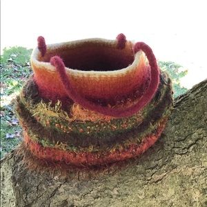 Handmade Felted Wool bucket bag.